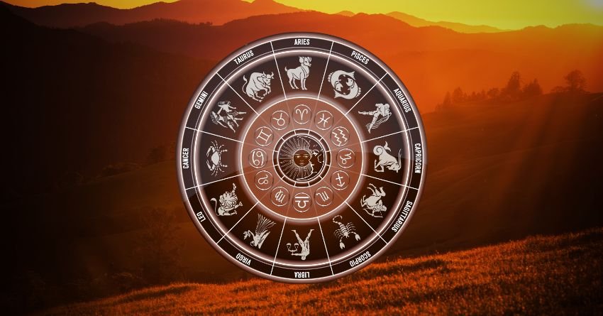 Zodiac wheel representing the twelve zodiac signs and astrology